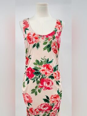 Anthropologie Rose Sleeveless Dress Ruched Stretch Tank Sheath Bodycon Large NWT
